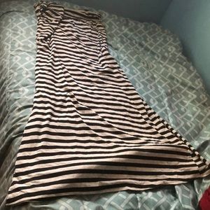 Long Black and grey striped skirt